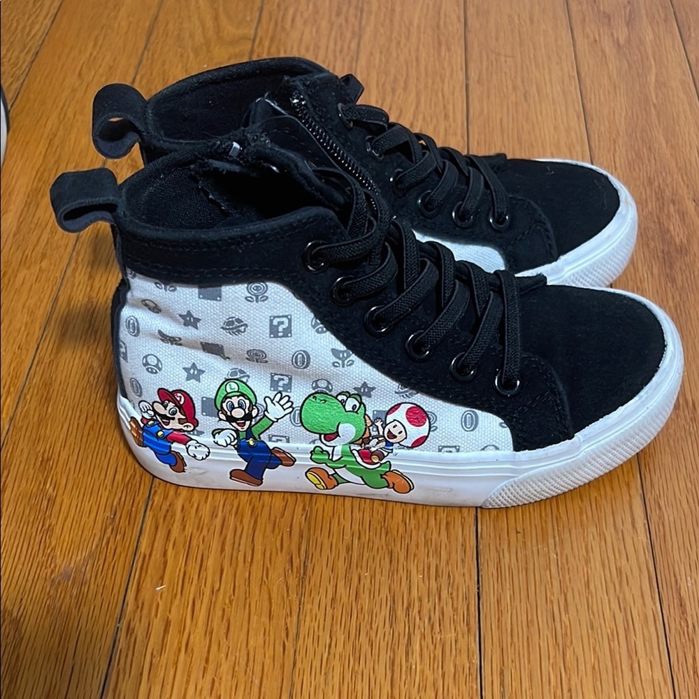 Little Kid Size 12 High-Top Sneakers with Mario Characters